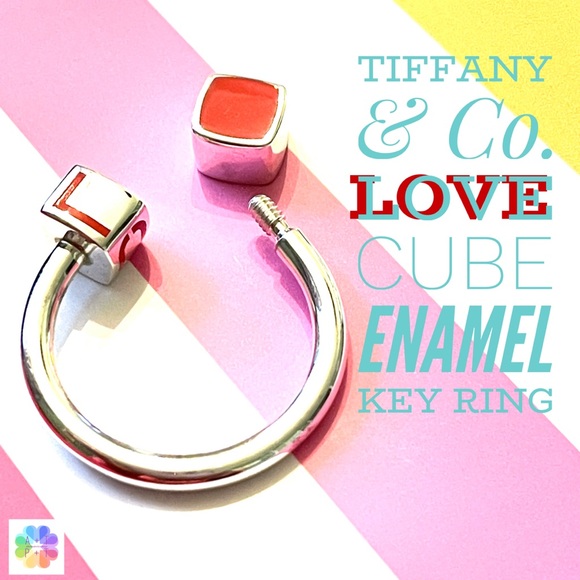 Tiffany & Co. RETIRED “LOVE” Cube Enamel Key Ring - Picture 1 of 5